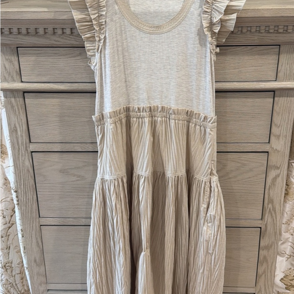 Ulla Johnson Cream Ruffle Tiered Dress for Girls